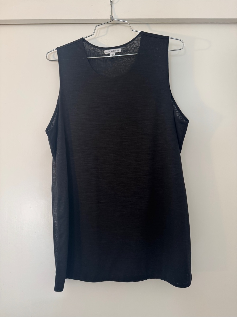 James Perse Black Double Layer Sheer Jersey Tank Top Large